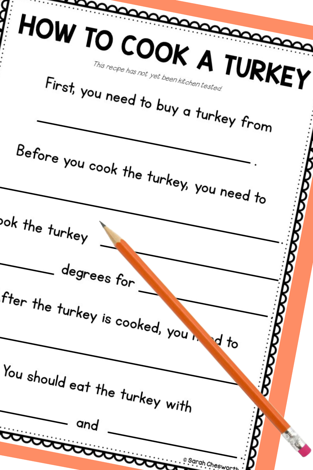 How To Cook A Turkey Writing Activity for How to Cook a Turkey Template