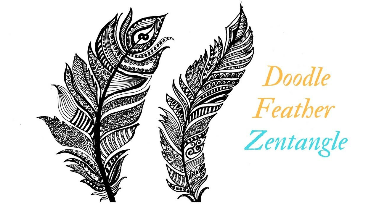 How To Doodle Feather - Zentangle regarding Zentangle Feather Template