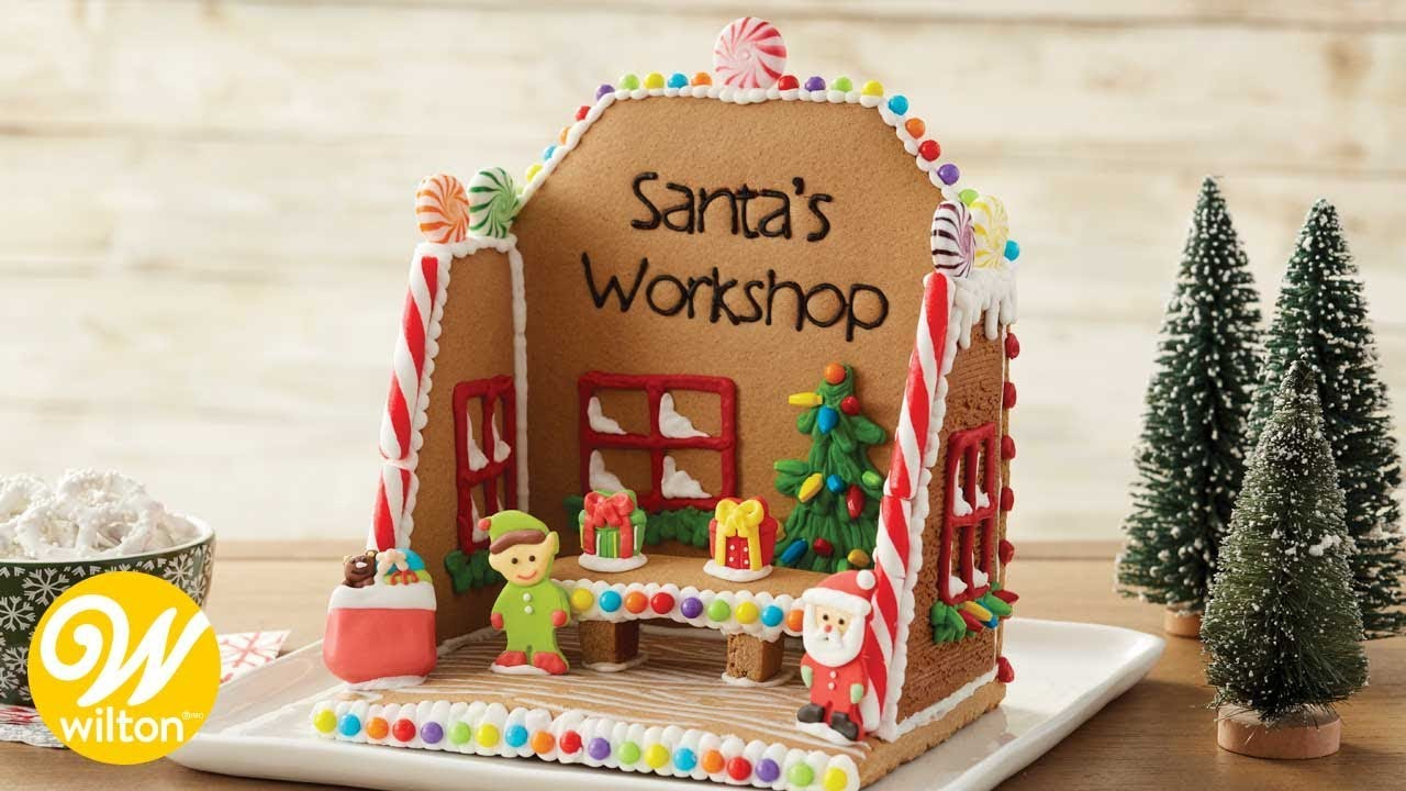 How To Make A Gingerbread Santa&amp;#039;S Workshop | Wilton regarding Santa&amp;amp;#039;s Workshop Gingerbread House Template