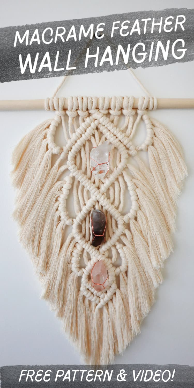 How To Make A Macrame Feather Wall Hanging (Tutorial) | Marching North inside Macrame Feather Template