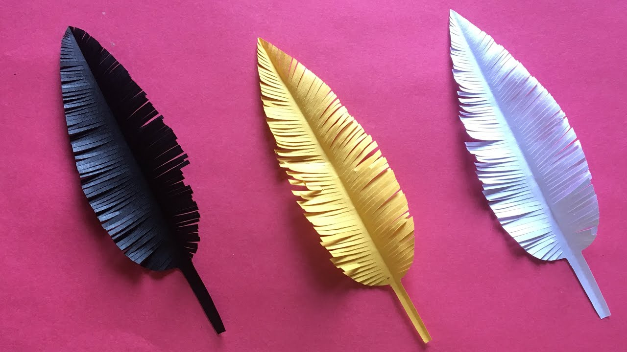 How To Make Paper Feathers | Diy Paper Feather Making Stepstep | Full  Tutorials in Diy Paper Feather Template