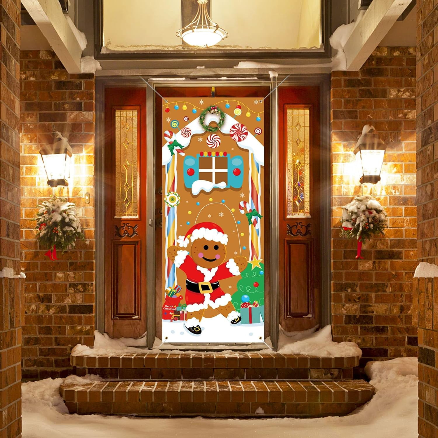 Howaf Gingerbread House Door Cover, Christmas Decorations, 72×30 with Gingerbread House Door Template