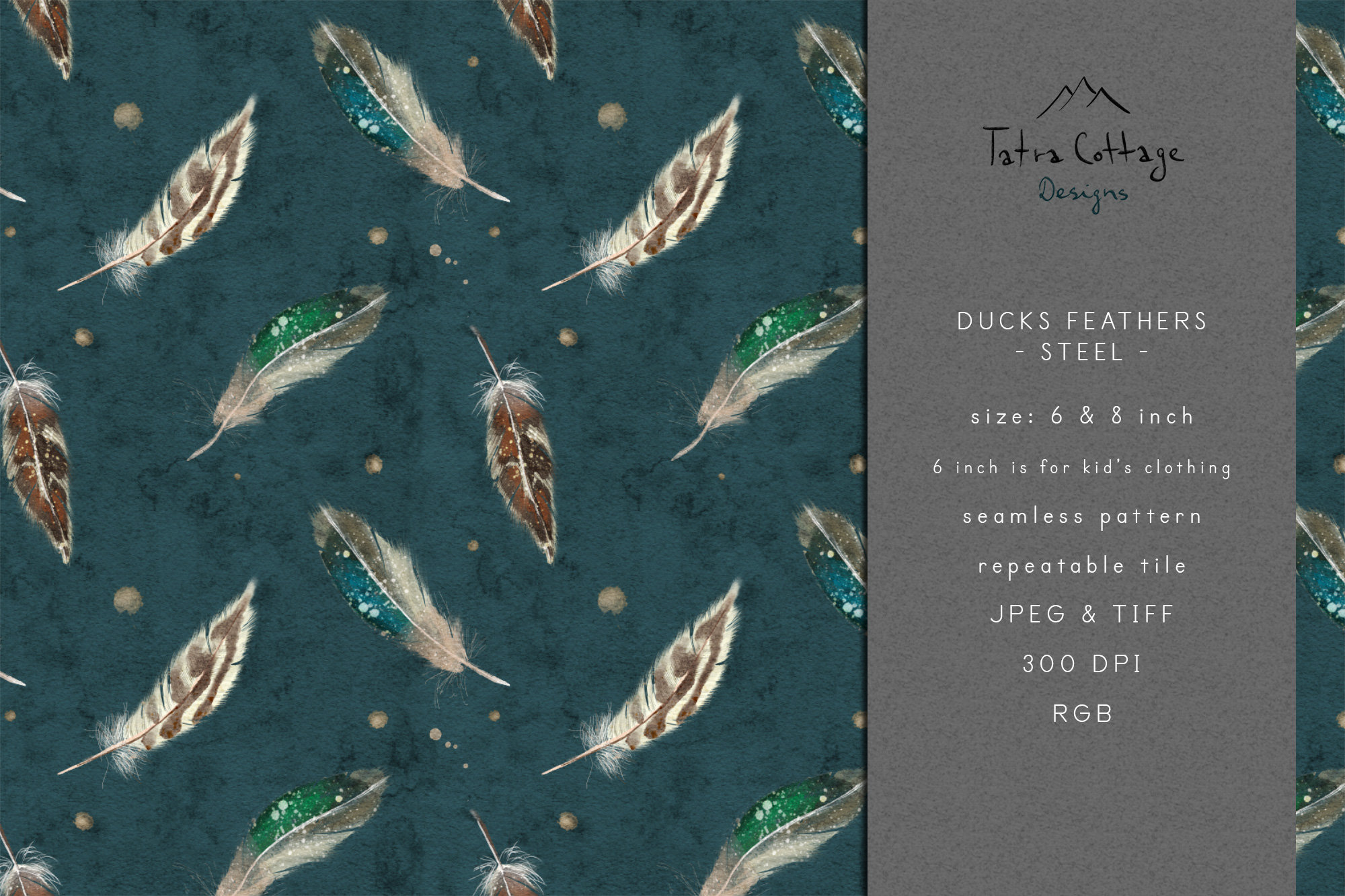 Hunting Seamless Pattern, Duck Feather Repeat Fabric Pattern for Duck Feather Pattern Template
