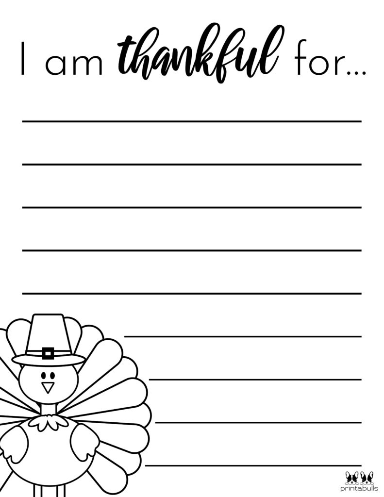 I Am Thankful For&amp;#039; Printables - 10 Unique Worksheets | Printabulls inside Reproducible Turkey Feather Thankful Template