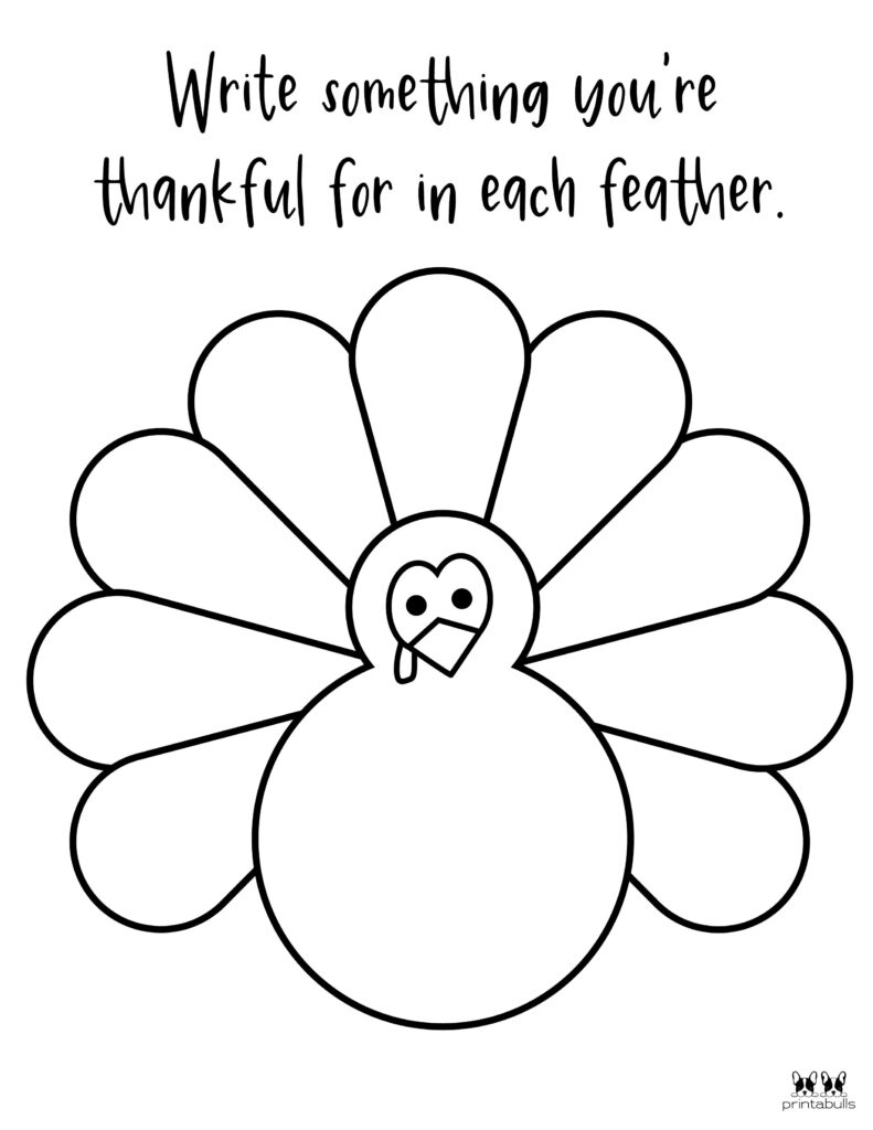 I Am Thankful For&amp;#039; Printables - 10 Unique Worksheets | Printabulls within Reproducible Turkey Feather Thankful Template