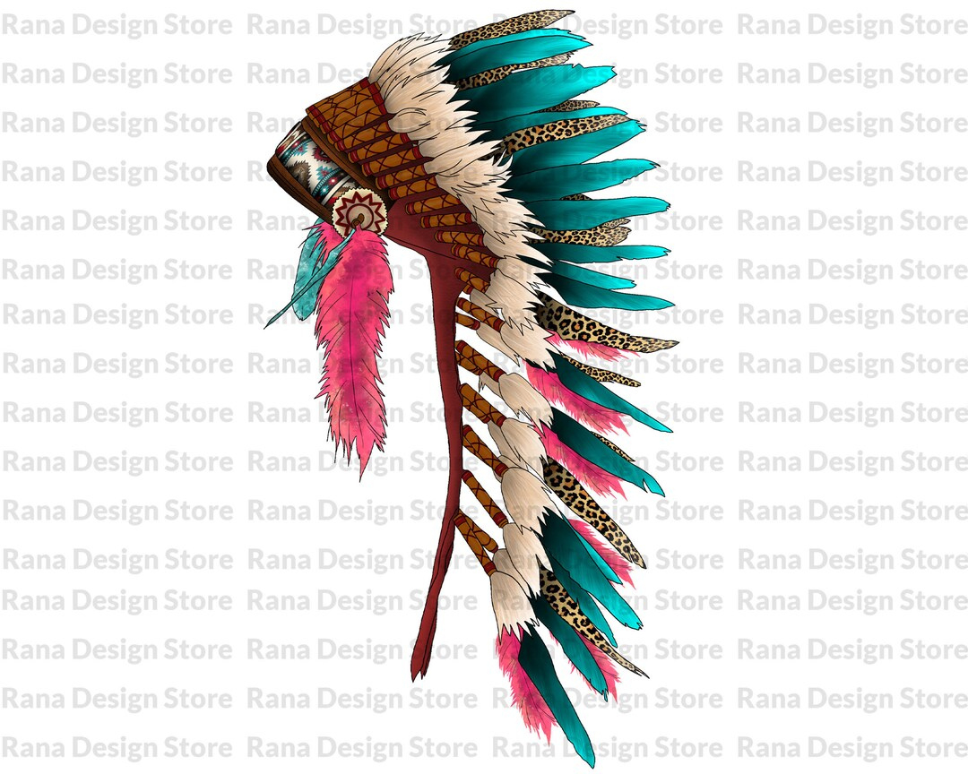 Indian Feather Headress Sublimation Design Png Digital Download inside Indian Headdress Feather Template