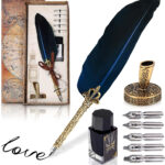 Lagarto Vintage Feather Quill Pen And Ink Set   Elegant Blue India In Feather Ink Greetings After Effects Template