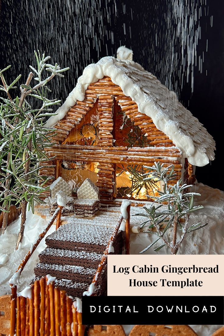 Log Cabin Gingerbread House Template pertaining to Log Cabin Gingerbread House Template