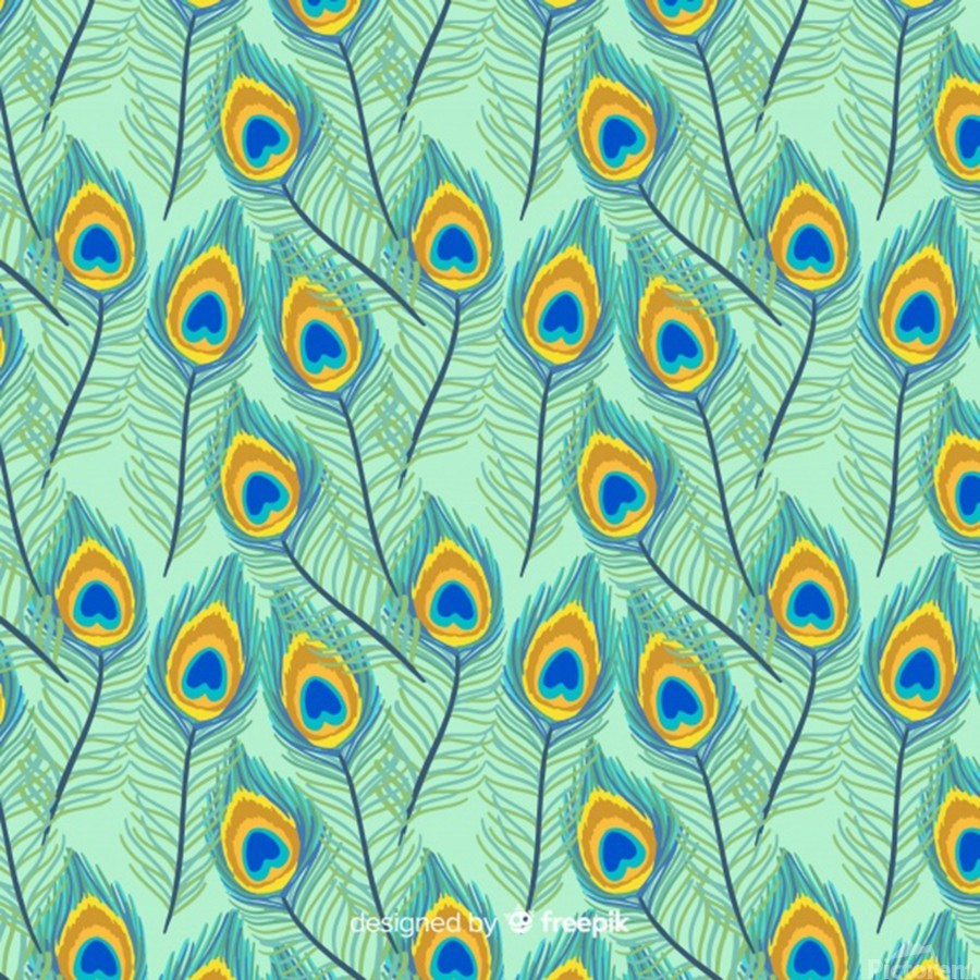Lovely Peacock Feather Pattern With Flat Designshamudy Wall Art inside Peacock Feather Template