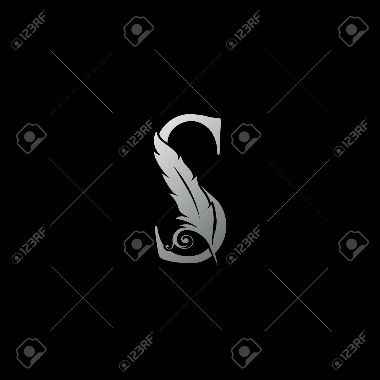 Luxury Feather Letter S Logo Icon. Monogram Logo Template Design with regard to Feather Monogram Template