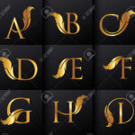 Luxus Logo Design Kollektion. Goldene Embleme Mit Feather Typeface Throughout Feather Monogram Template