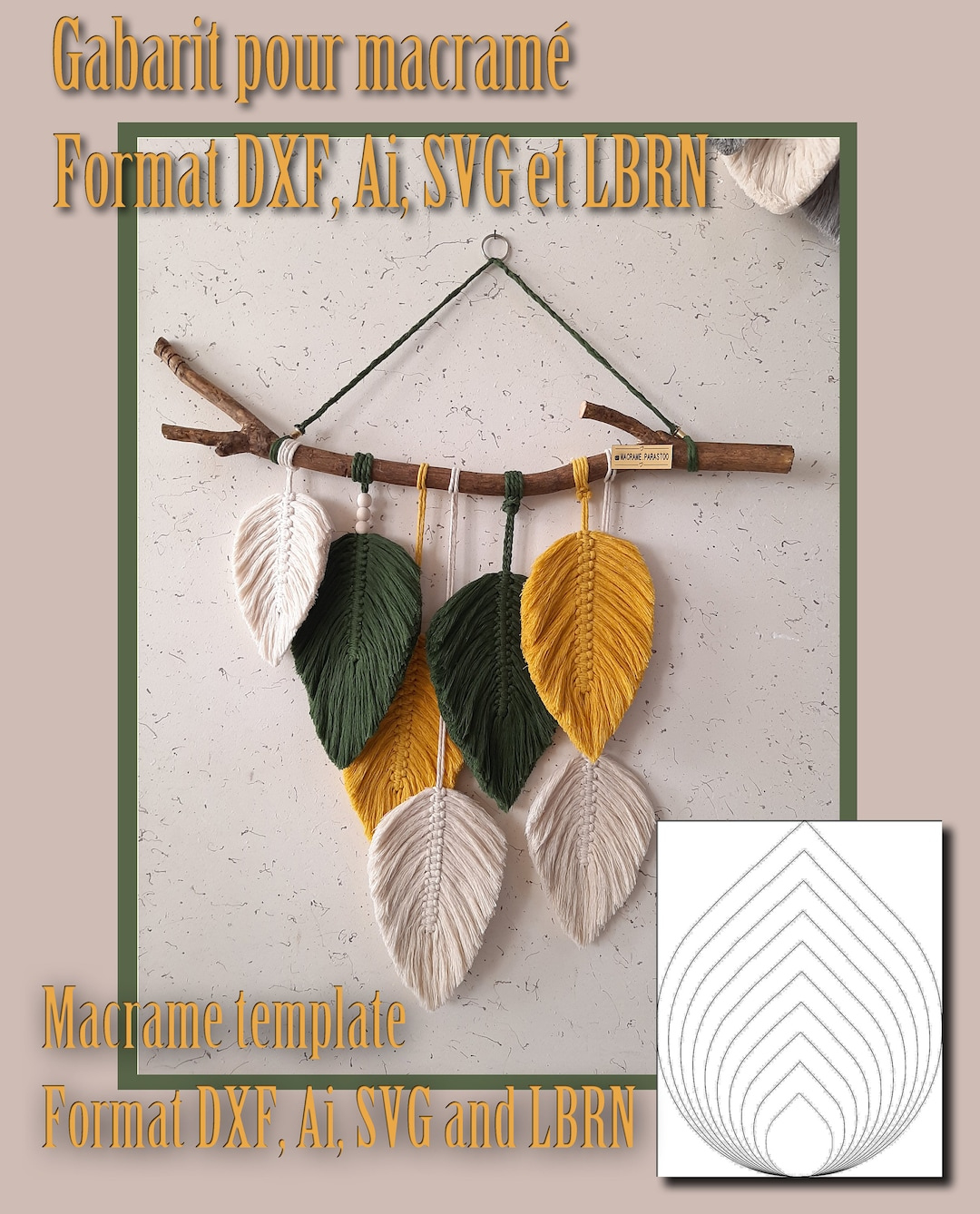 Macrame Leaf Cutting Template - Etsy Uk with regard to Printable Macrame Feather Template