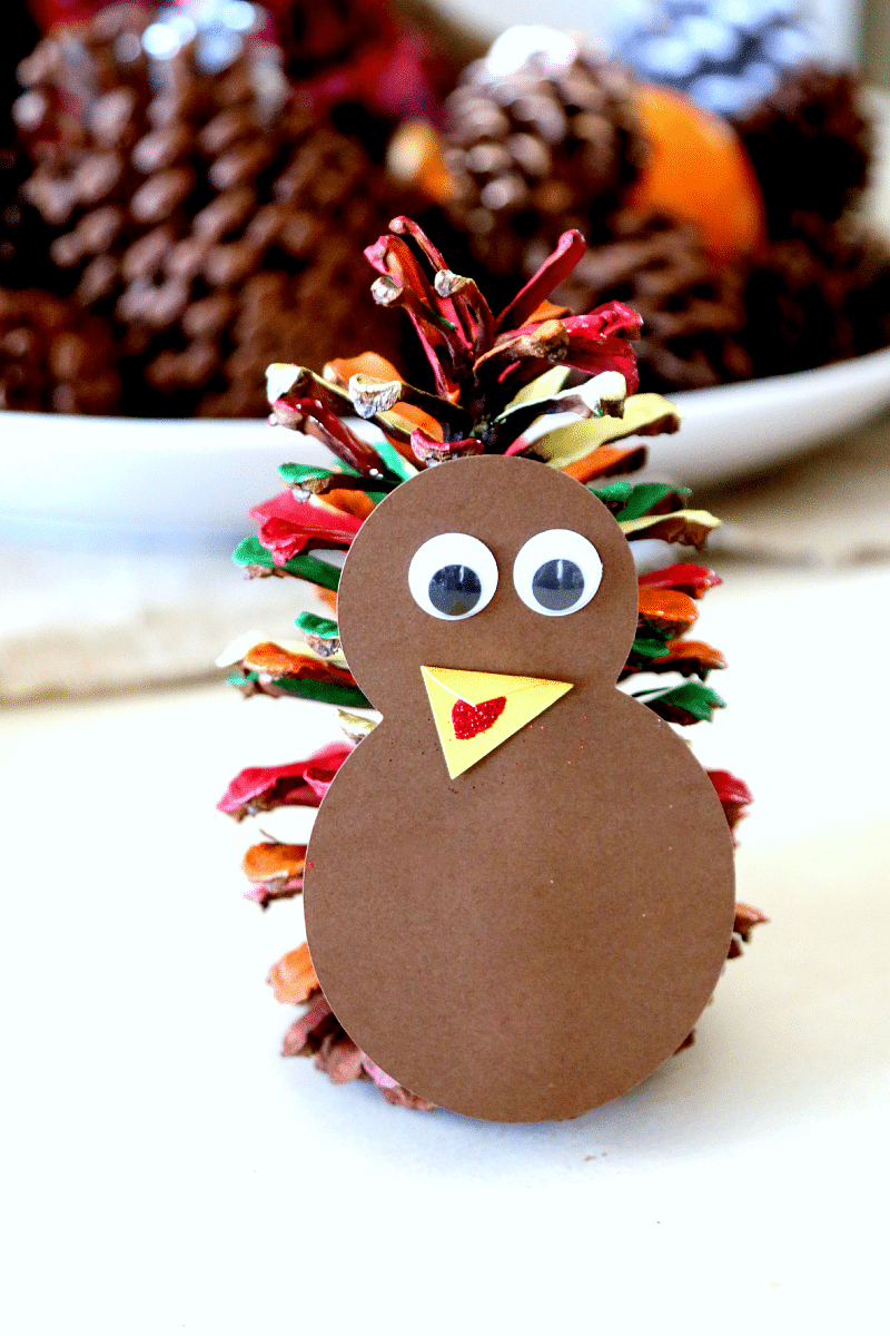 Make A Pinecone Turkey Craft With Our Free Printable! - Momdot with Pinecone Turkey Template