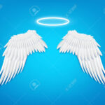 Mockup Of White Feathers Angel Wings With Glowing Holy Nimbus Pertaining To Feather Wing Template