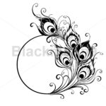 Monogram With Contour Peacock Feathers Inside Feather Monogram Template