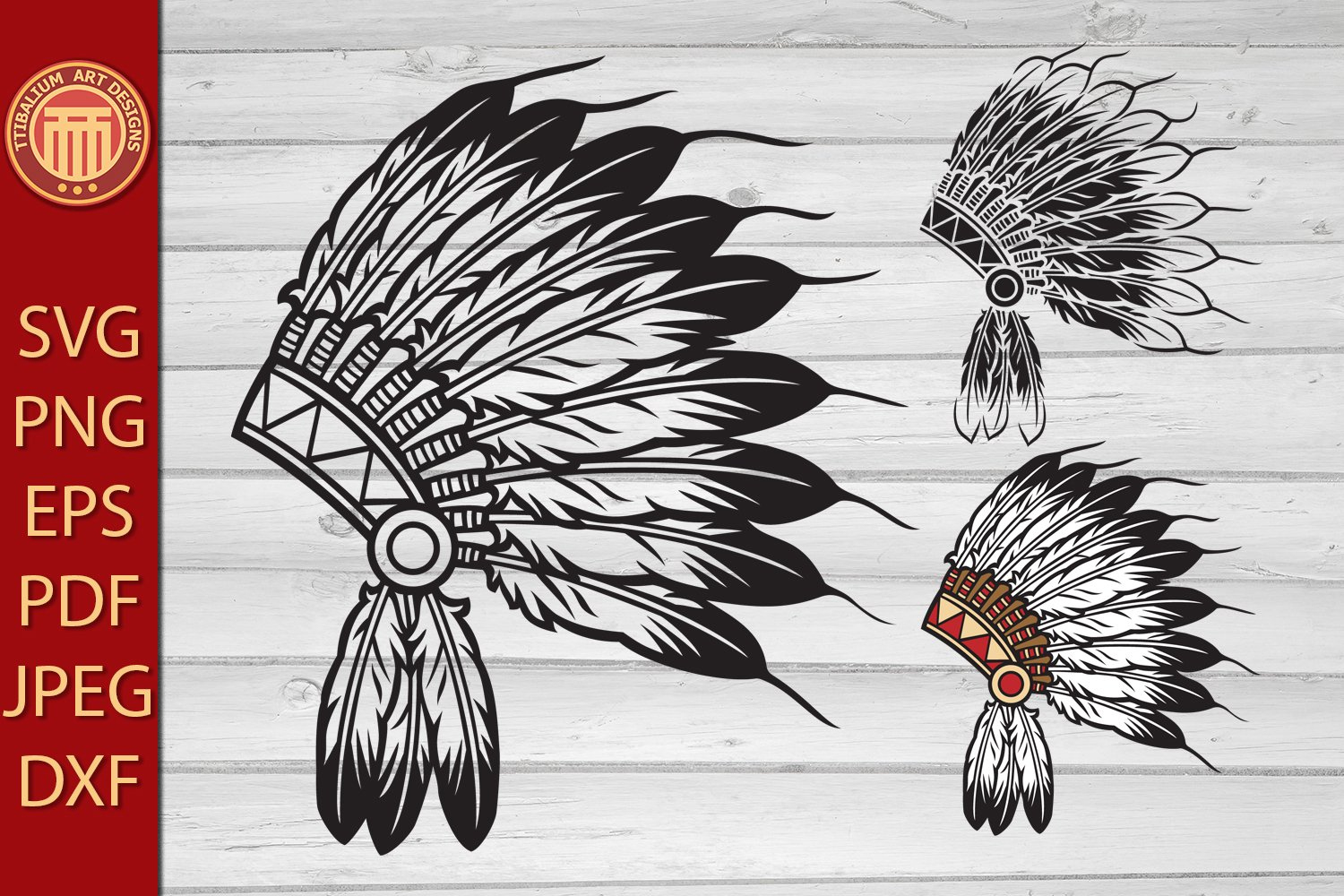 Native American Chief Headdress - Eps, Svg, Pdf, (2205660) throughout Native American Headdress Feather Template