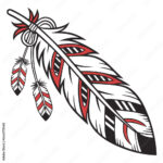 Native American Feather Design With Red And Black Accents Stock Intended For Native American Feather Template