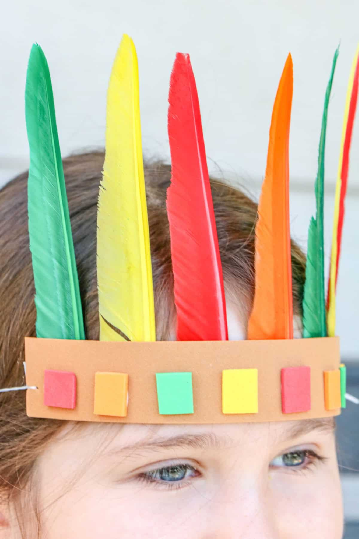 Native American Headdress Craft For Kids - Made With Happy regarding Quick Printable Color Feather Indian Headband Template