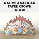 Native American Headdress Feathers Paper Crown Printable Costume Inside Printable Indian Feather Template