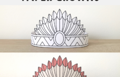 Native American Headdress Feathers Paper Crowns Printable Coloring regarding Free Printable Indian Feather Template