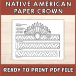 Native American Papier Handwerk Kopfschmuck Krone Party Färbung Regarding Paper Indian Feather Template