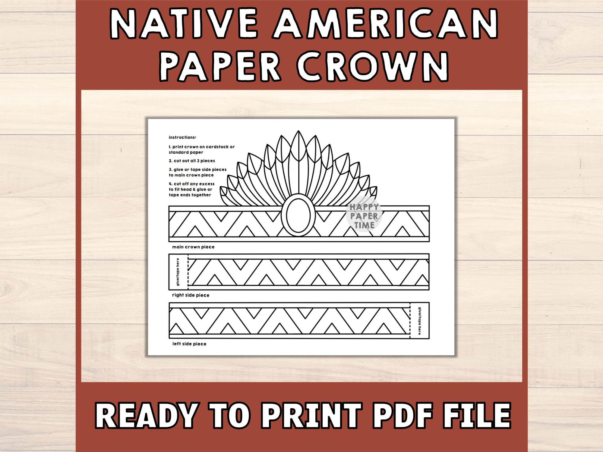 Native American Papier Handwerk Kopfschmuck Krone Party Färbung regarding Paper Indian Feather Template