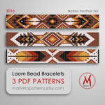 Native Feather Loom Bead Patterns For Bracelets   Set Of 3 Pattern Intended For Feather Bead Template