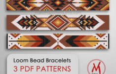 Native Feather Loom Bead Patterns For Bracelets – Set Of 3 Pattern intended for Feather Bead Template