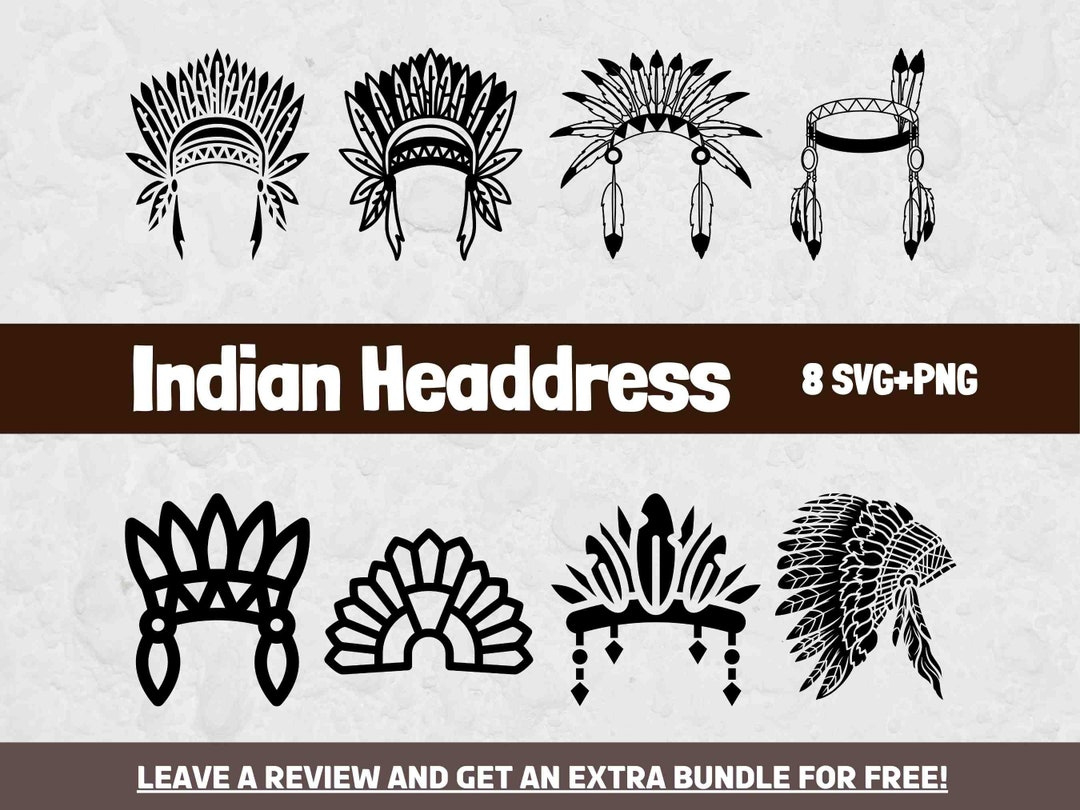 Native Indian Headdress Svg, Svg Files For Cricut, Indian Svg for Feather Template For Indian Headband Circut