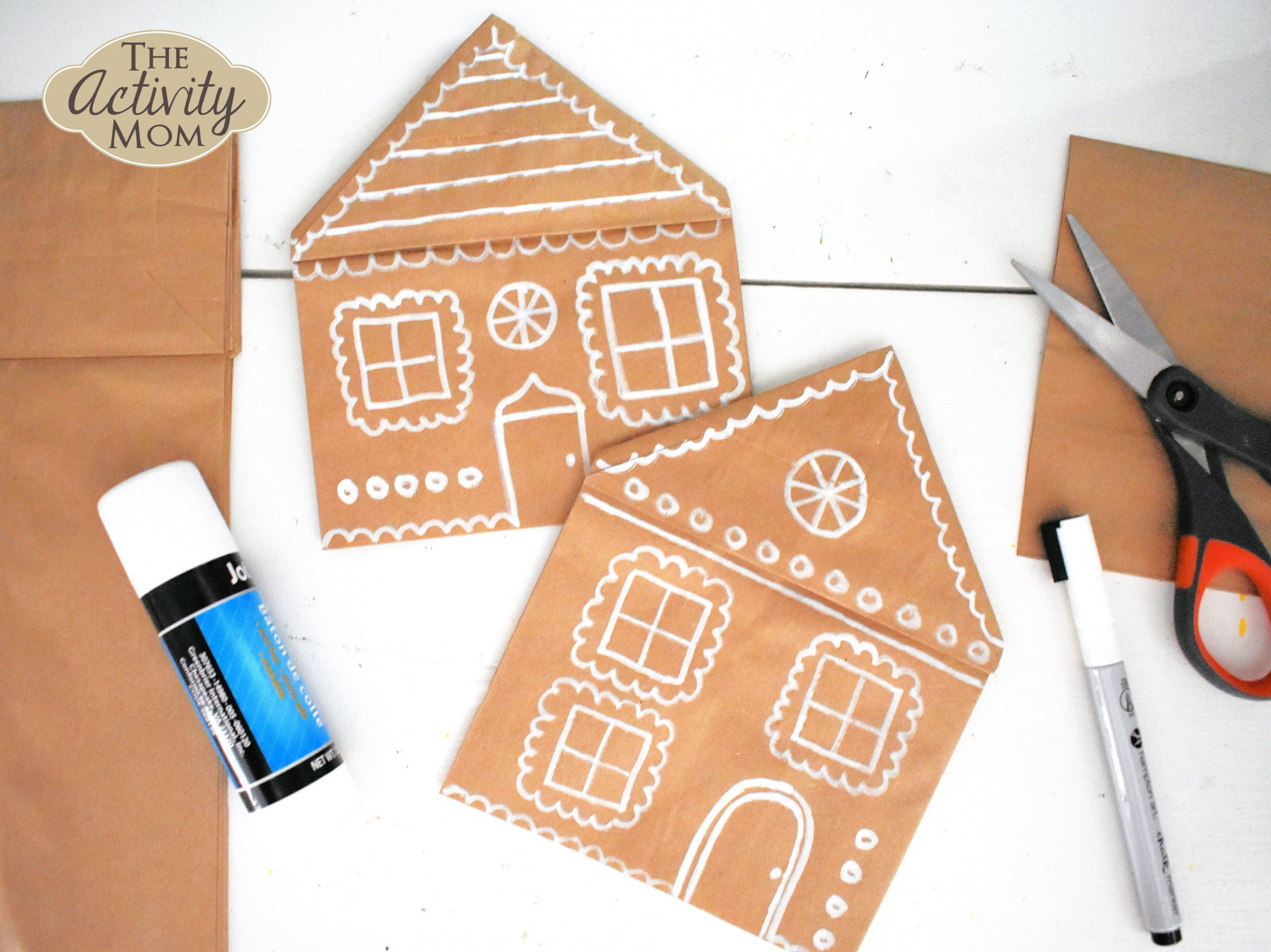 Paper Bag Gingerbread House Craft - The Activity Mom with regard to Printable Gingerbread House Template For Paper Bag