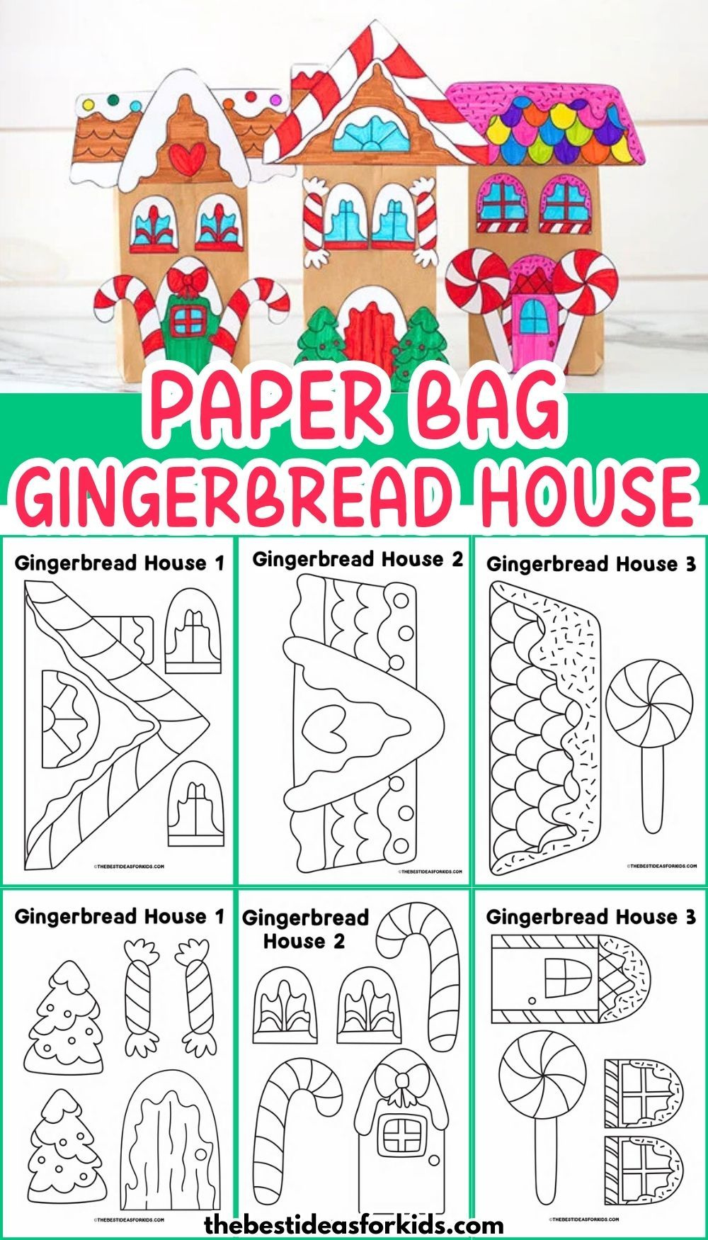 Paper Bag Gingerbread House Templates with Gingerbread House Template For Paper Bag
