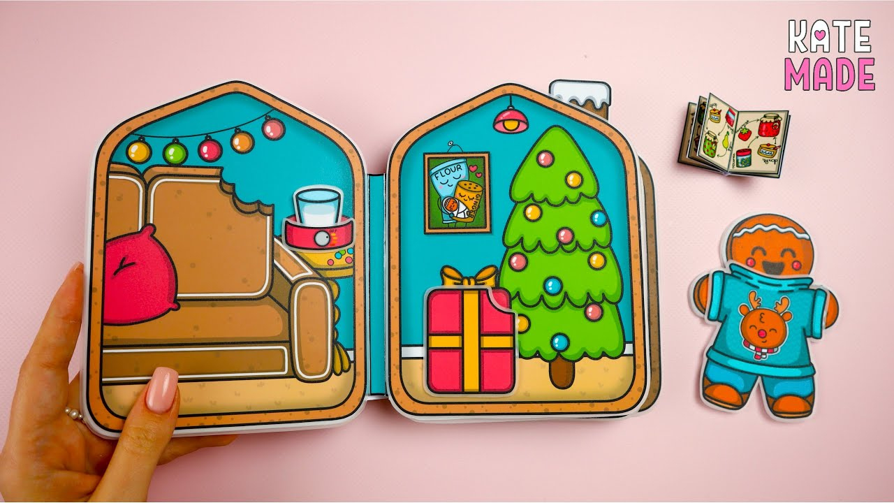 Paper Gingerbread House Diy Tutorial throughout Gingerbread House Template Book