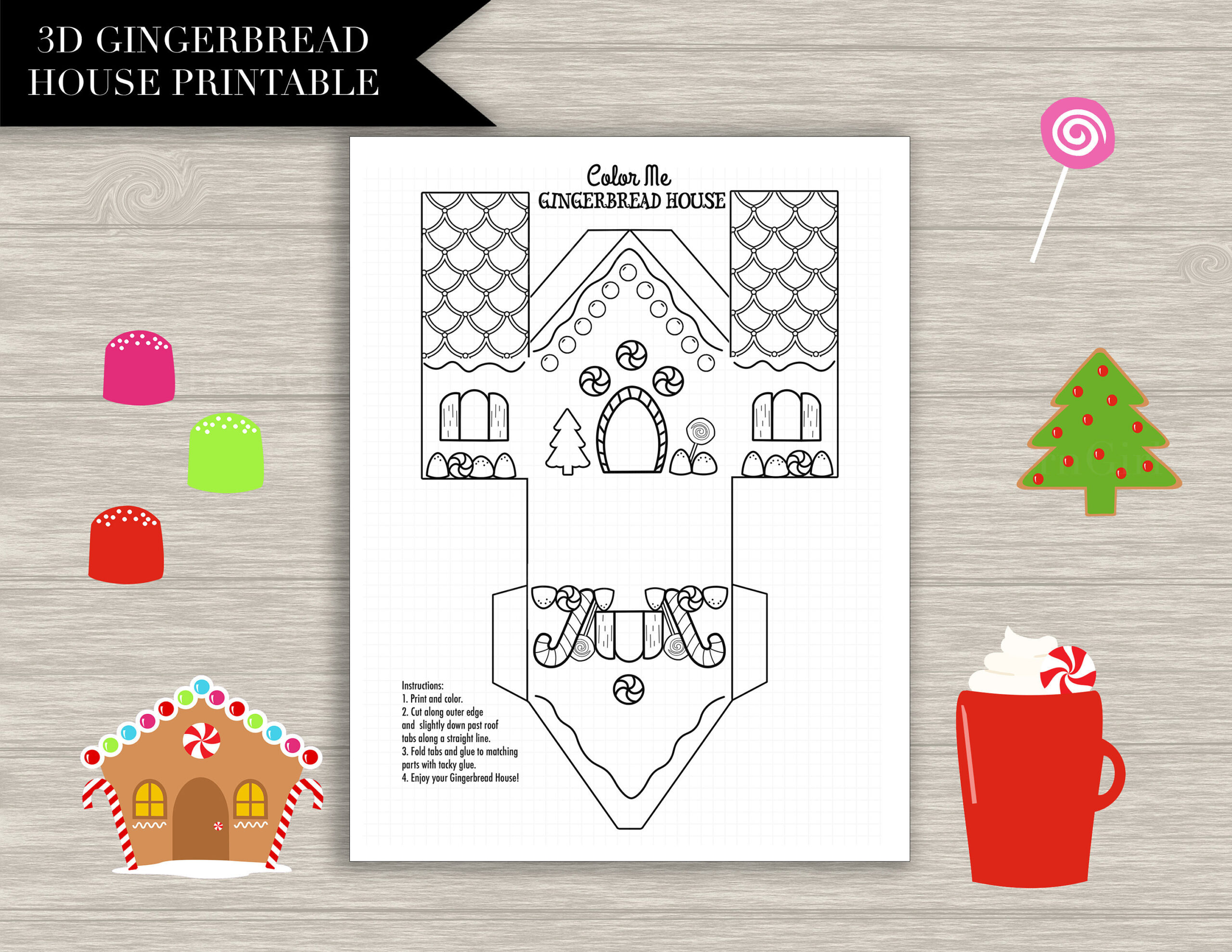 Paper House Gingerbread House Printable - &amp;quot;Gingerbread Coloring in Gingerbread Paper House Template