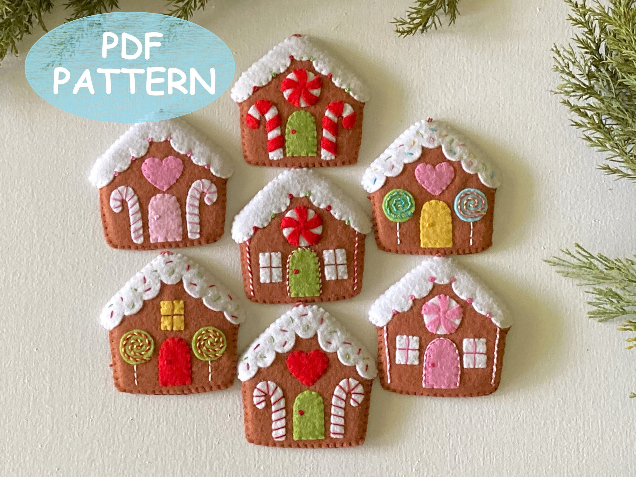 Pattern Felt Gingerbread House Christmas Ornament Decoration, Pdf with regard to Felt Gingerbread House Template