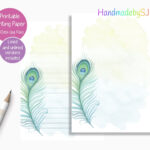 Peacock Feather Printable Writing Paper/Digital Download Note Paper/Instant  Download A5/Us Letter Size Paper/Downloadable Stationery Set With Regard To Feather Letter Writing Template