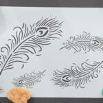 Peacock Feather Stencil In A4 For Furniture, Fabric, Murals With Peacock Feather Stencil Template