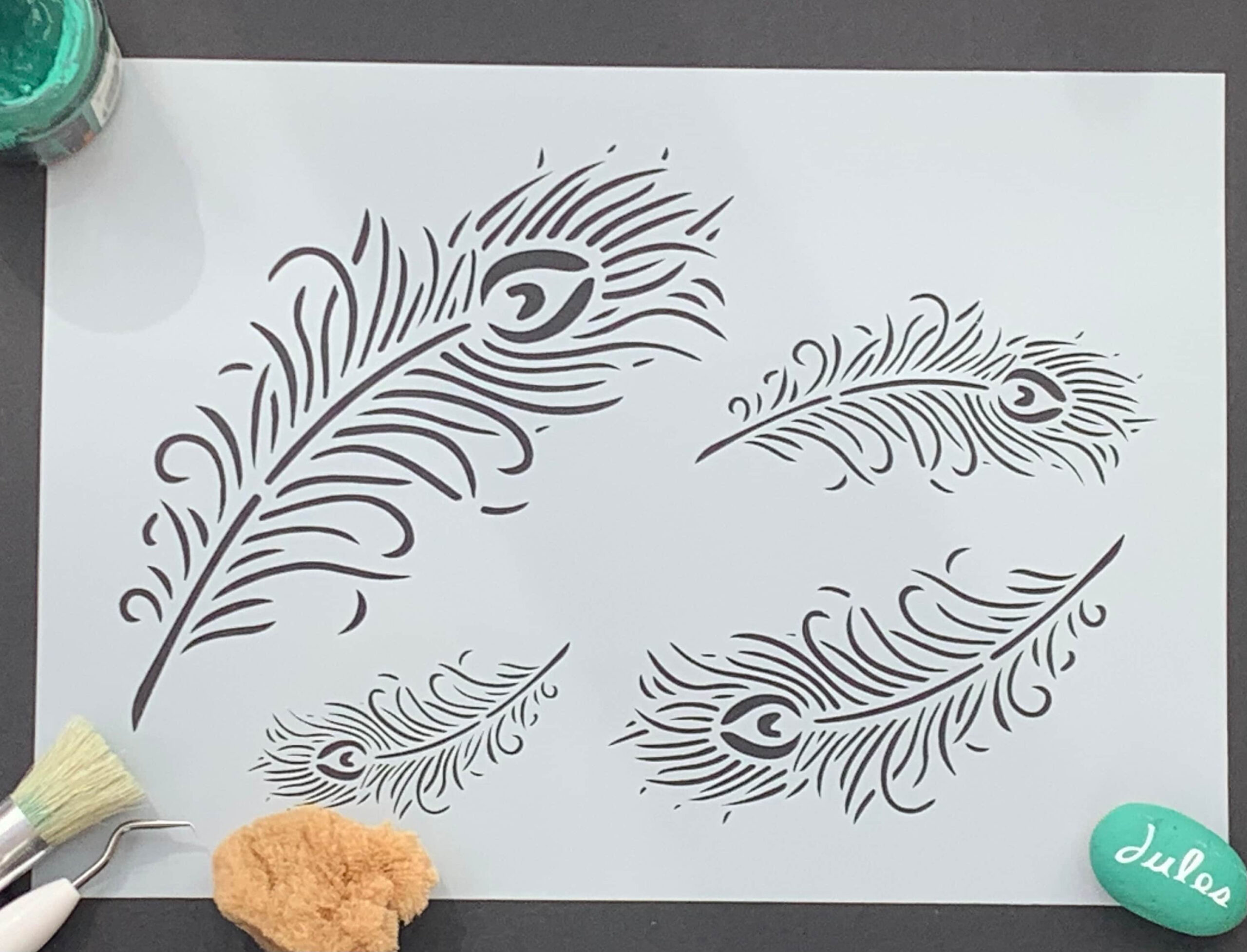 Peacock Feather Stencil In A4 For Furniture, Fabric, Murals with Peacock Feather Stencil Template