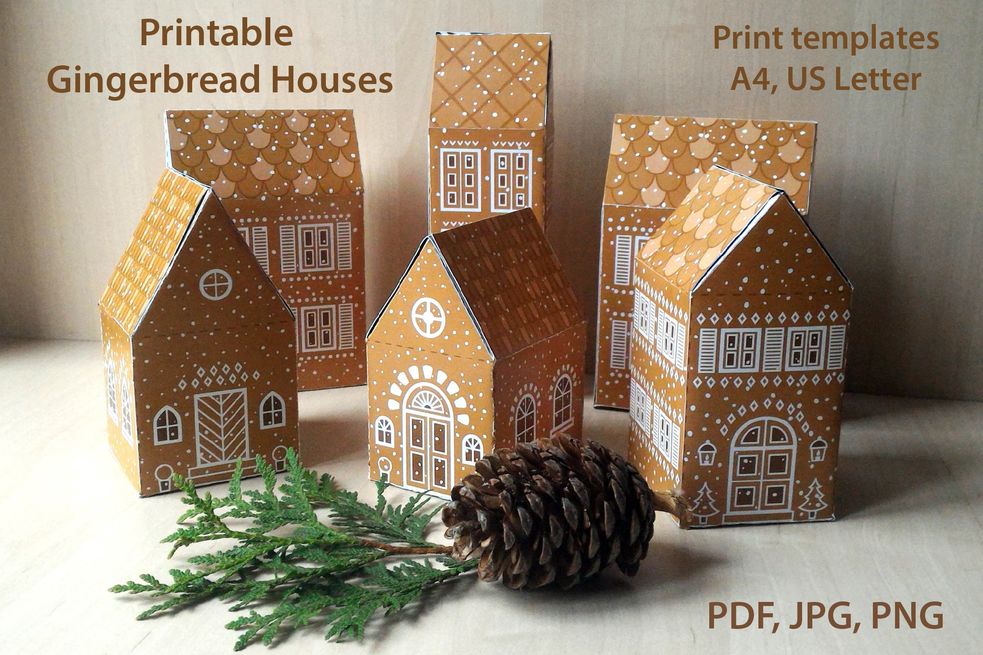 Printable Christmas Gingerbread Houses, 3D Paper House Gift within 3d Paper Gingerbread House Template