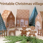 Printable Christmas Village, Paper Gingerbread House, Trees In Gingerbread House Village Template