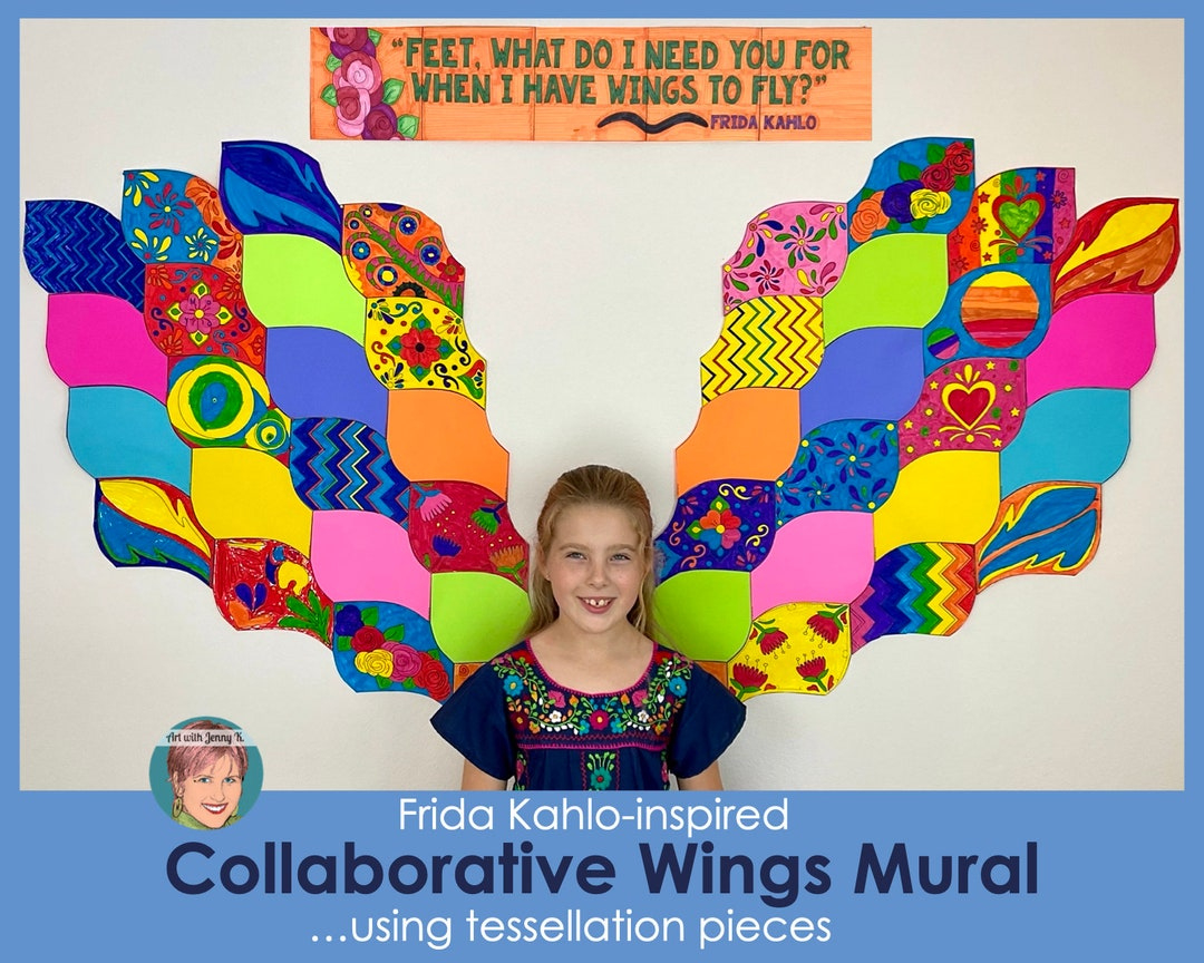 Printable Collaborative Frida Kahlo-Inspired Wings Mural W inside Frida Kahlo Mural Feather Template