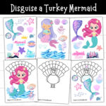 Printable Disguise A Turkey Mermaid Craft – Thanksgiving Activity Regarding Mermaid Disguise A Turkey Template