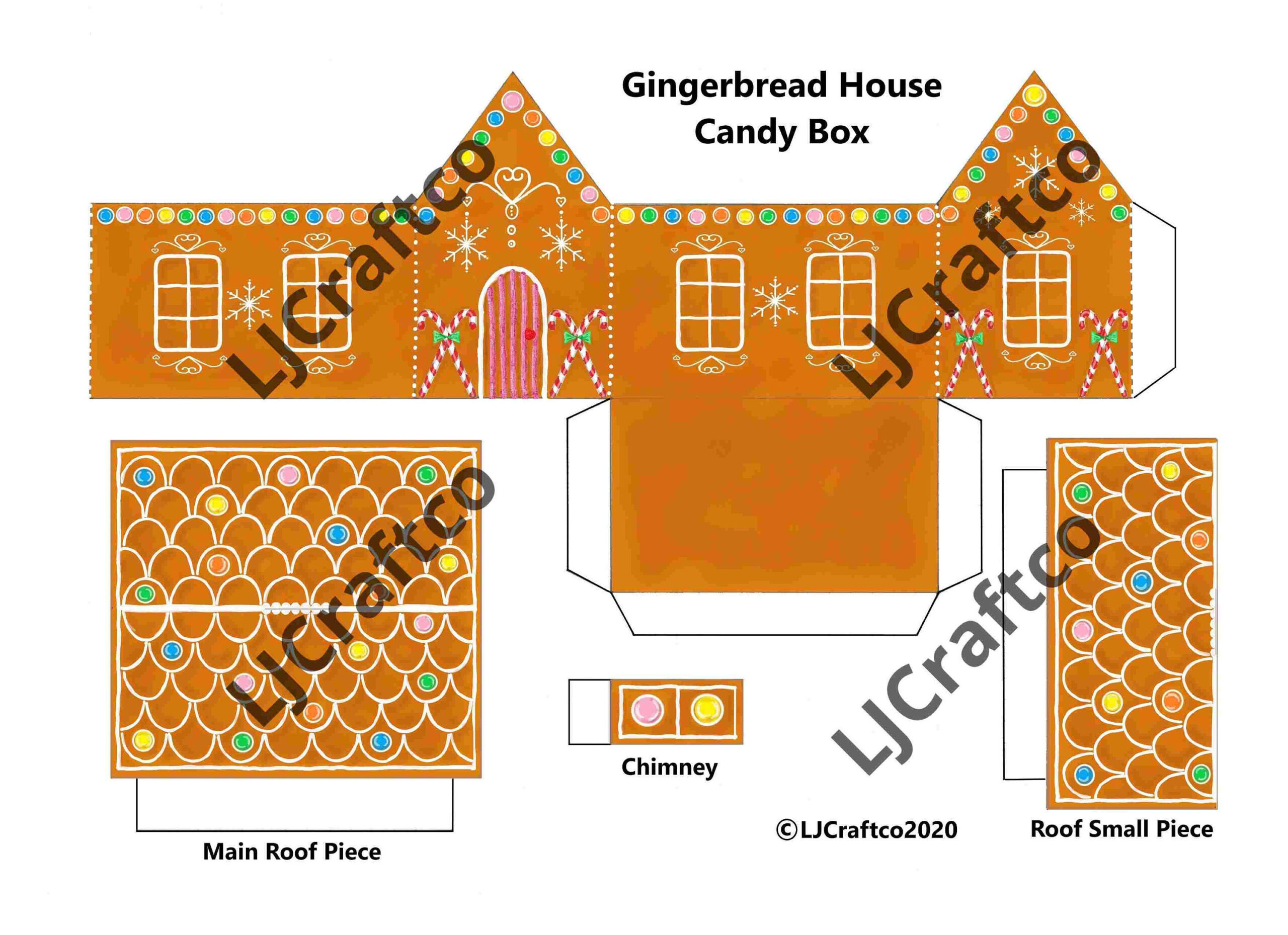 Printable Gingerbread House Candy Box: Christmas Favor (Digital with regard to Gingerbread House Candy Template Printable