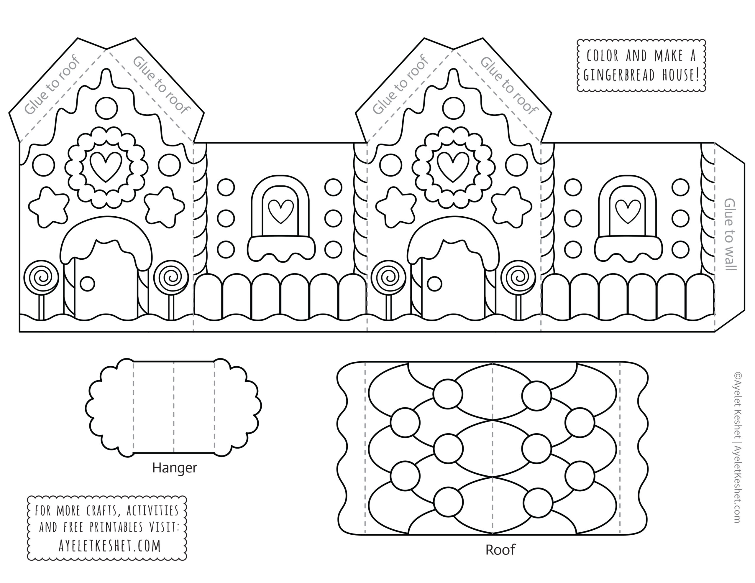 Printable Gingerbread House Template To Color - Ayelet Keshet pertaining to Free Printable Gingerbread House Template