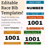 Printable Race Bib Template | Editable Running Bib | Canva Throughout Turkey Trot Bib Template