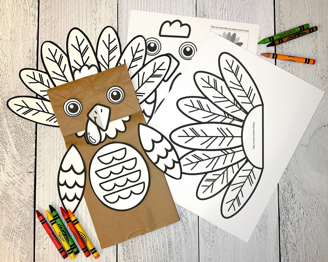Printable Turkey Puppet Coloring Activity | Fun Kids Craft For pertaining to Turkey Paper Bag Puppet Template