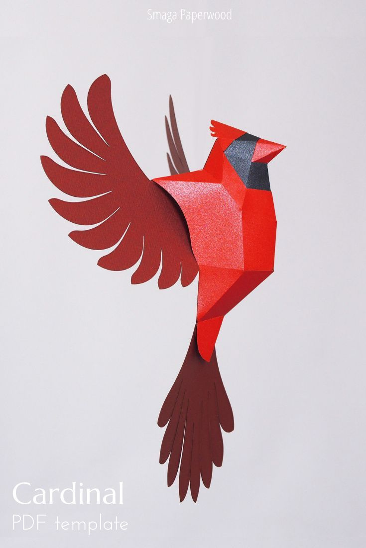 Red Cardinal Bird Papercraft Pdf Templatesmagapaperwood pertaining to Cardinal Feather Template