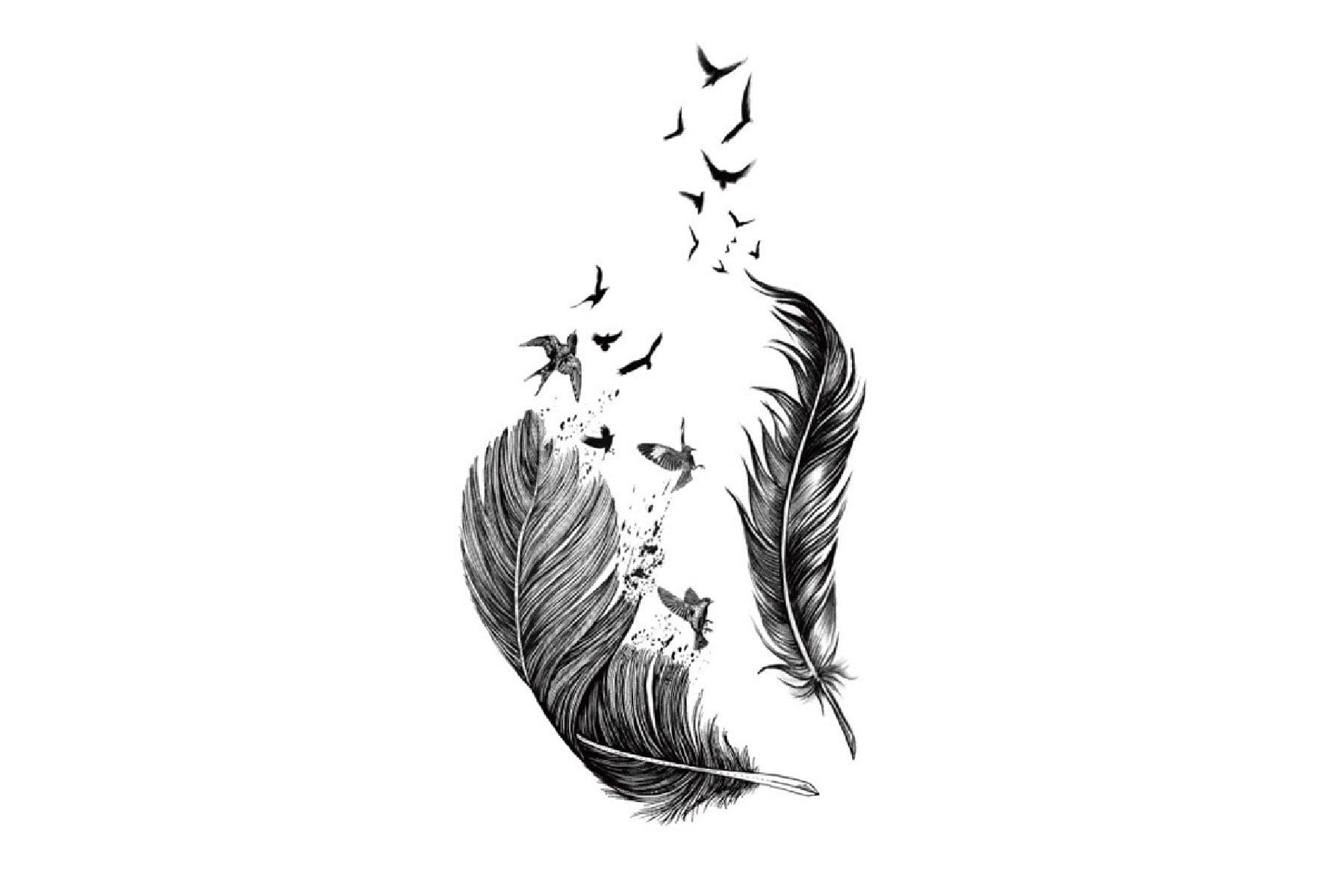 Small Feather Tattoo - Etsy Denmark with Feather Helix Tattoo Template