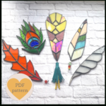 Stained Glass Patterns, Feathers Set, Glass Suncatchers In Free Stained Glass Feather Template