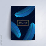 Stock Vektorgrafik „Blue Feather Cover Design. Exotic Bird For Feather Template Flyer