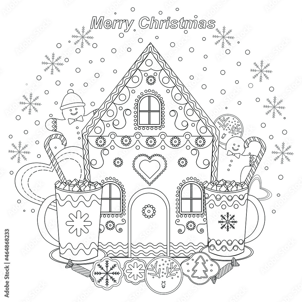 Stock-Vektorgrafik „Coloring Book. Festive, Fabulous Christmas with regard to Gingerbread House Template Book